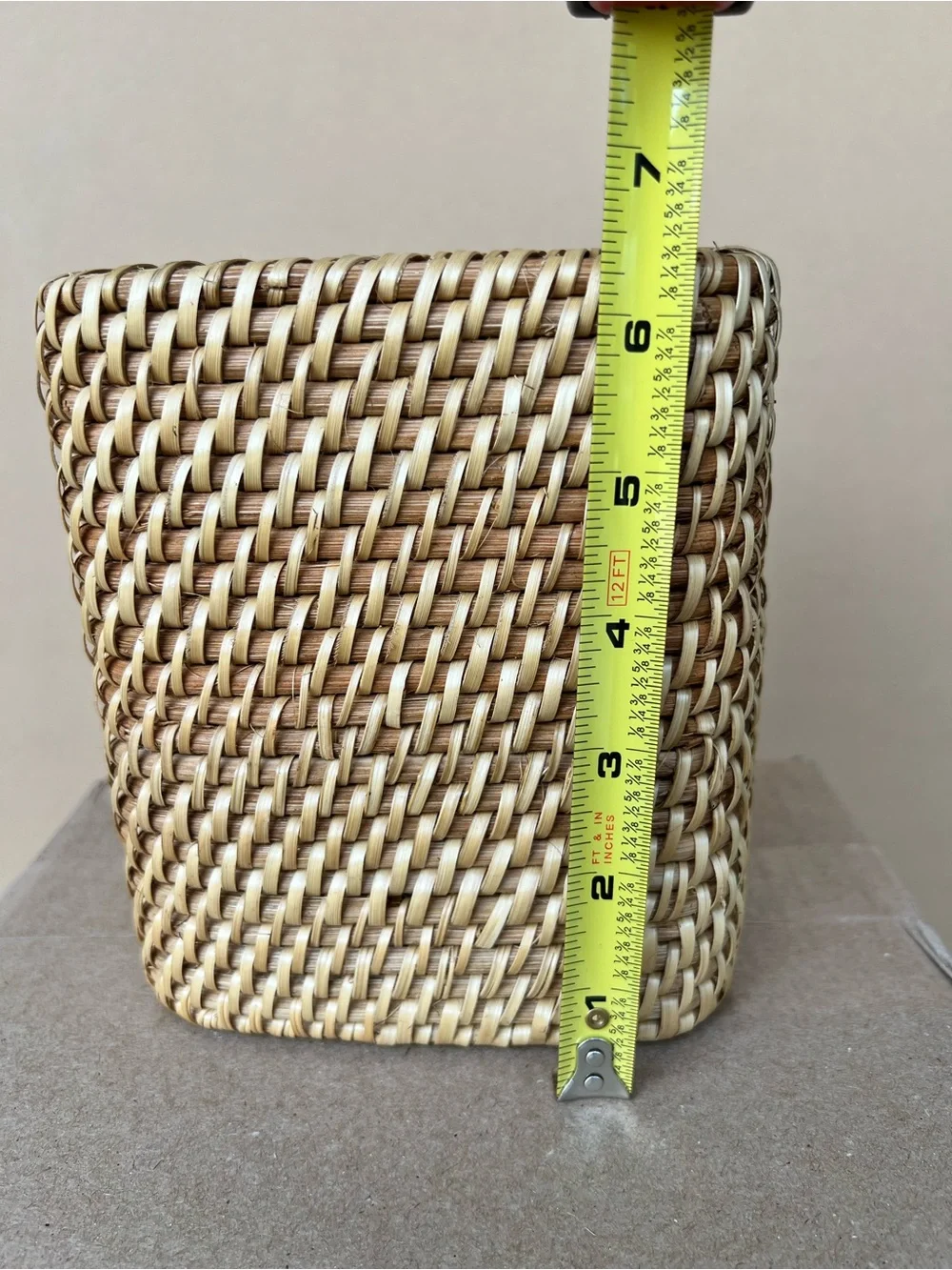 Handwoven Rattan Wicker Tissue Box Cover Natural Square Boho Coastal Bathroom